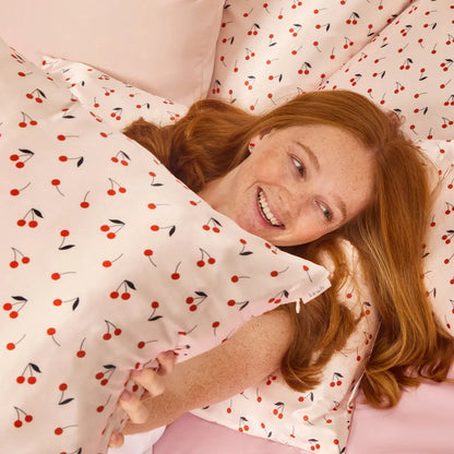 Kitsch Standard Satin Pillowcase- Cherry Print