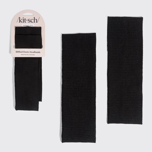 Kitsch Recycled Fabric Ribbed Elastic Headbands 2pc Set