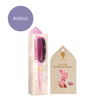Bounce Curl Pink Define EdgeLift Brush & Satin Bonnet Bundle