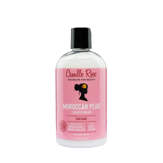 Camillle Rose Moroccan Pear Conditioning Custard bottle on a white background