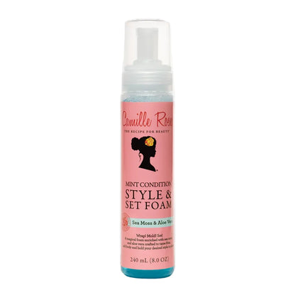 Camille Rose Style & Set Foam bottle on a white background