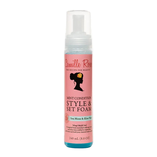 Camille Rose Style & Set Foam bottle on a white background