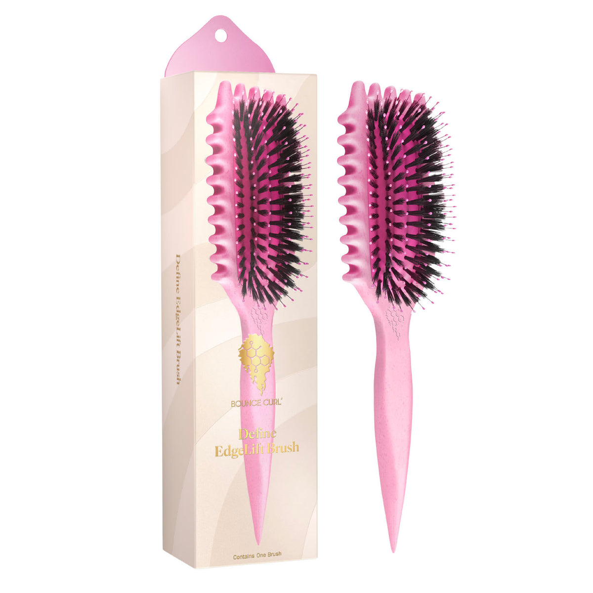 Bounce Curl Pink Define EdgeLift Brush & Satin Bonnet Bundle