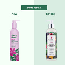 Load image into Gallery viewer, Flora and Curl Curl Activating Lotion Before and After Rebrand- Curl Care
