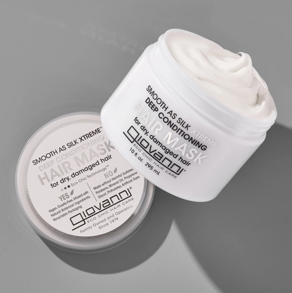 Giovanni hair mask jar with lid on a gray background