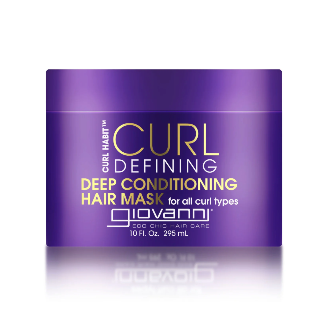Purple container of Giovanni Curl Defining Deep Conditioning Hair Mask on a white background