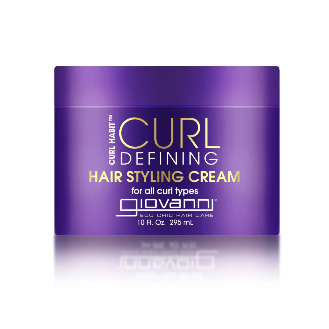 Purple container of Giovanni Curl Defining Hair Styling Cream on a white background