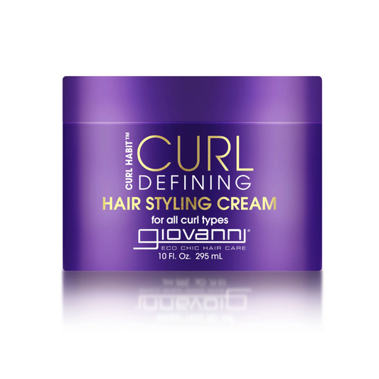 Purple container of Giovanni Curl Defining Hair Styling Cream on a white background