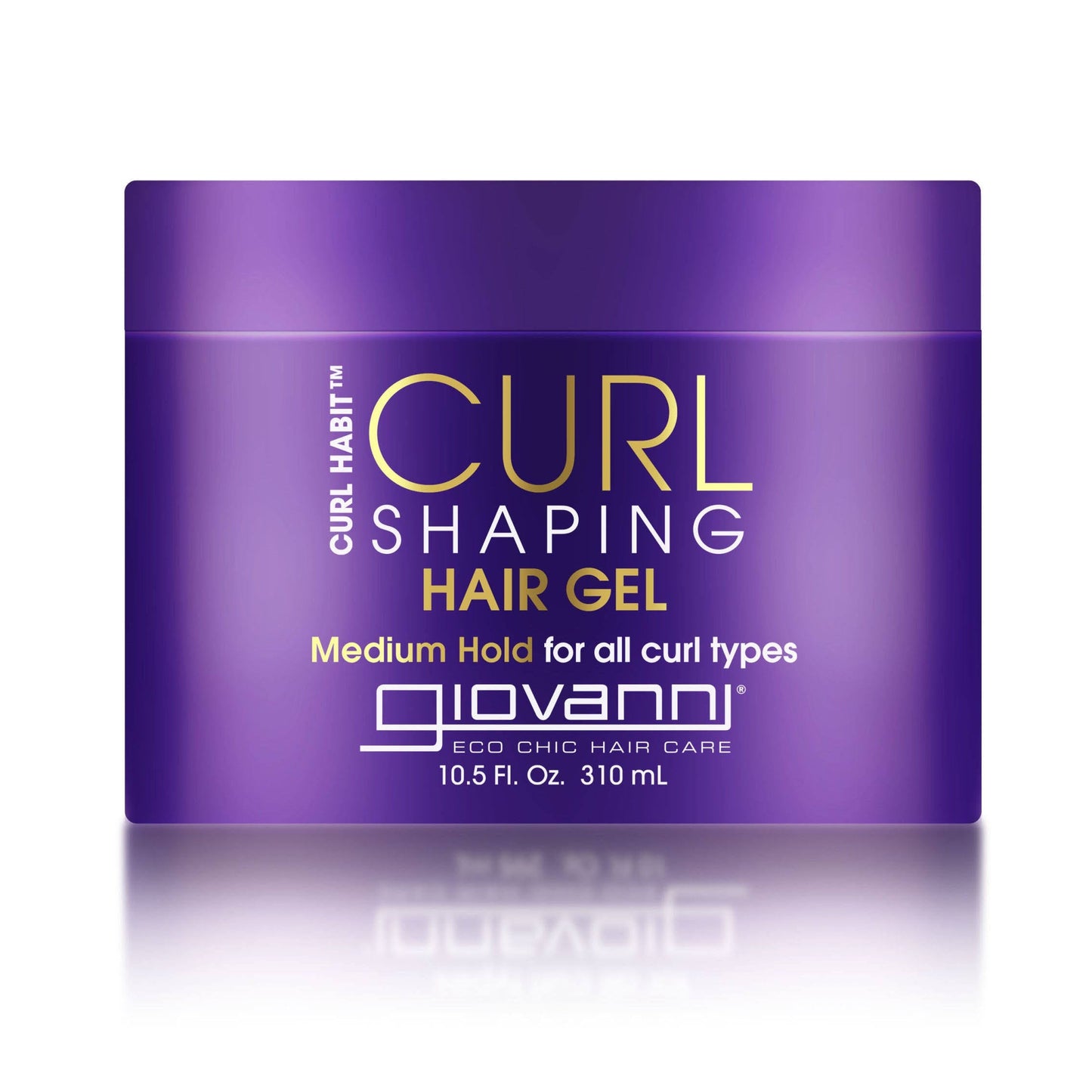 Purple container of Giovanni Curl Shaping Hair Gel on a white background