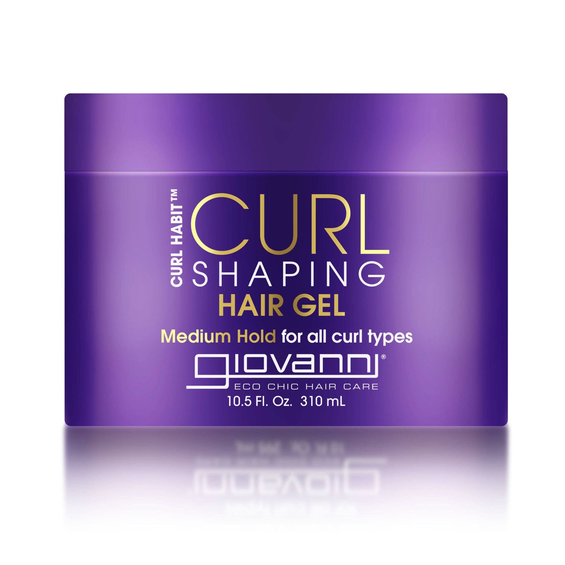 Purple container of Giovanni Curl Shaping Hair Gel on a white background
