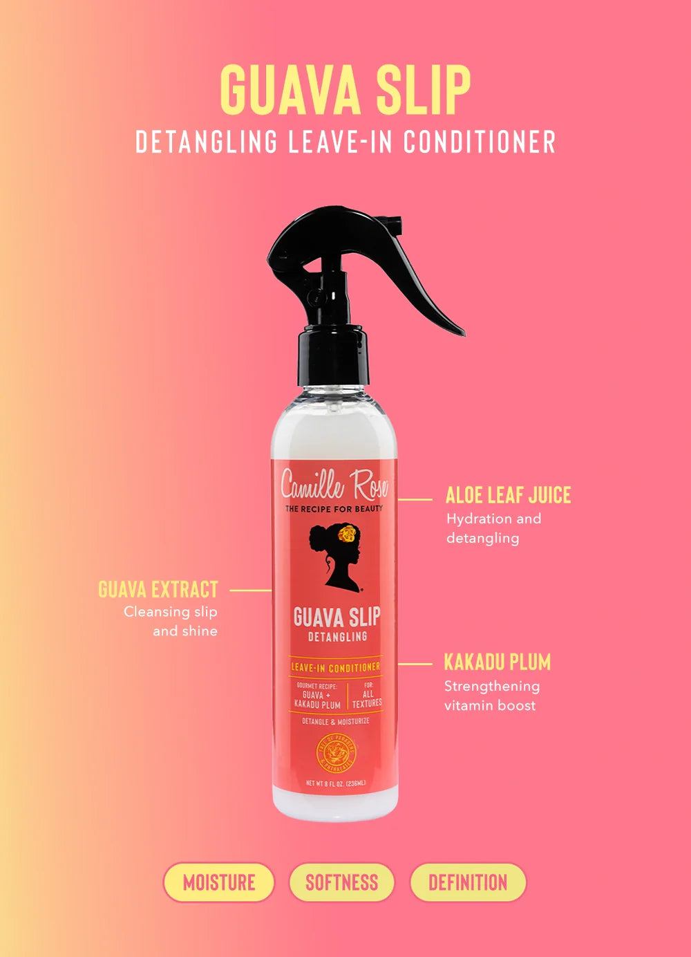 Camille Rose Guava Slip Detangling Leave-In Conditioner