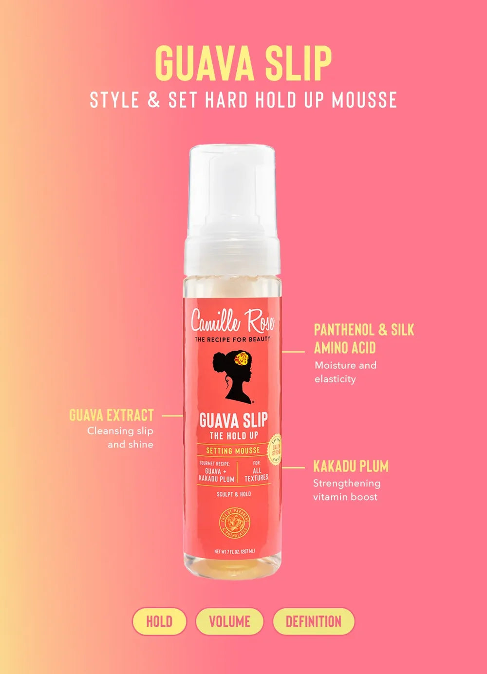Camille Rose Guava Slip The Hold Up Setting Mousse 207ml