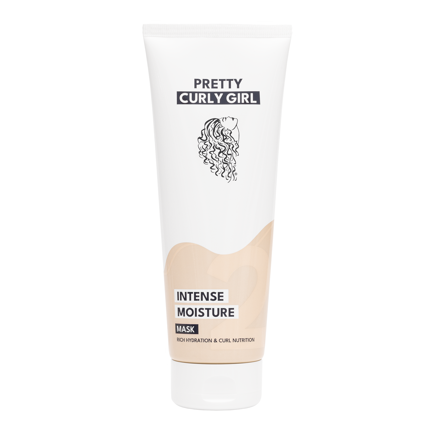 Tube of 'Pretty Curly Girl' Intense Moisture Mask on a white background