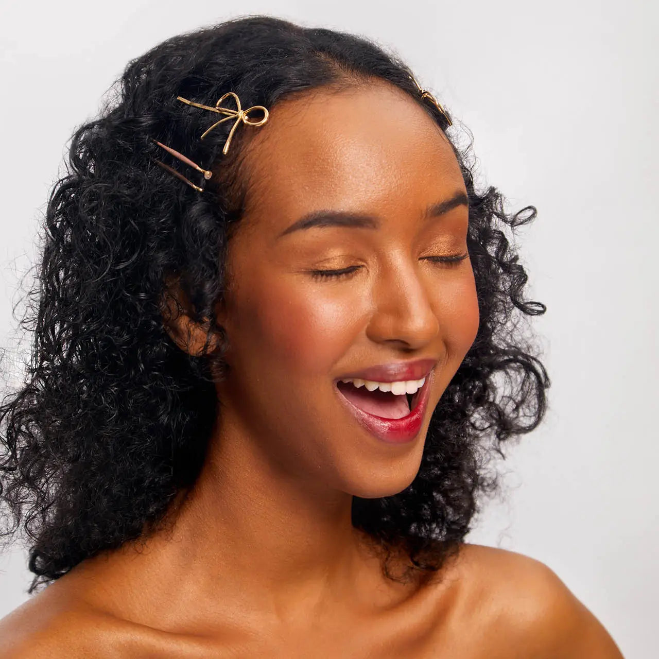 Kitsch Metal Enamel Cloud & Bow Bobby Pins 8pc- Rosewood