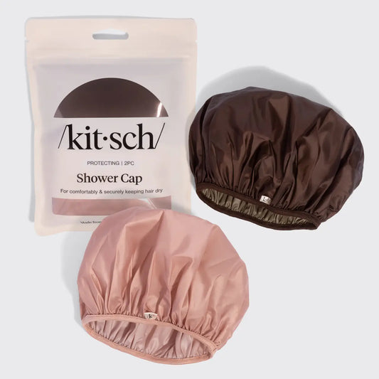 Kitsch Shower Cap 2pc Set- Terracotta & Brown