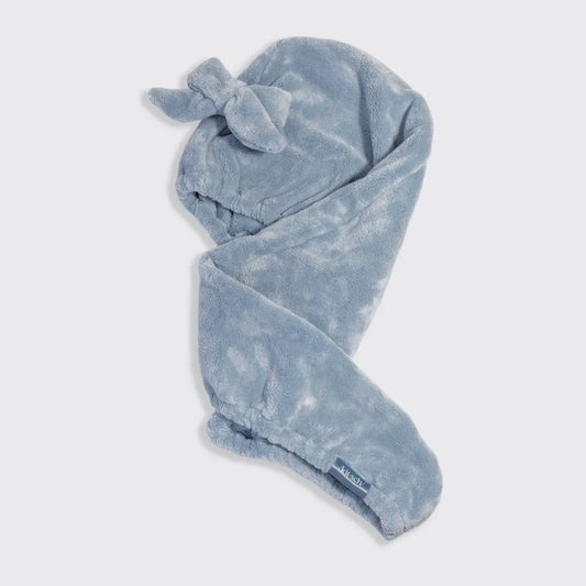 Kitsch Plush Microfiber Hair Towel Turban with Bow- Coastal Blue