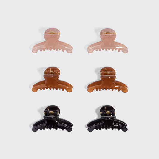 Kitsch Mini Arched Clips 6pc Set- Soft Pink, Mocha & Black