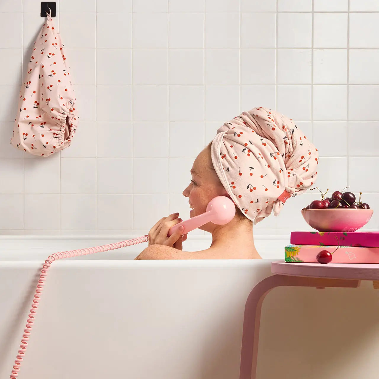 Kitsch Xl Hair Towel Wrap - Cherry Print