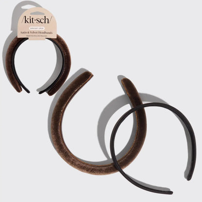 Kitsch Black & Chocolate Satin & Velvet Headbands