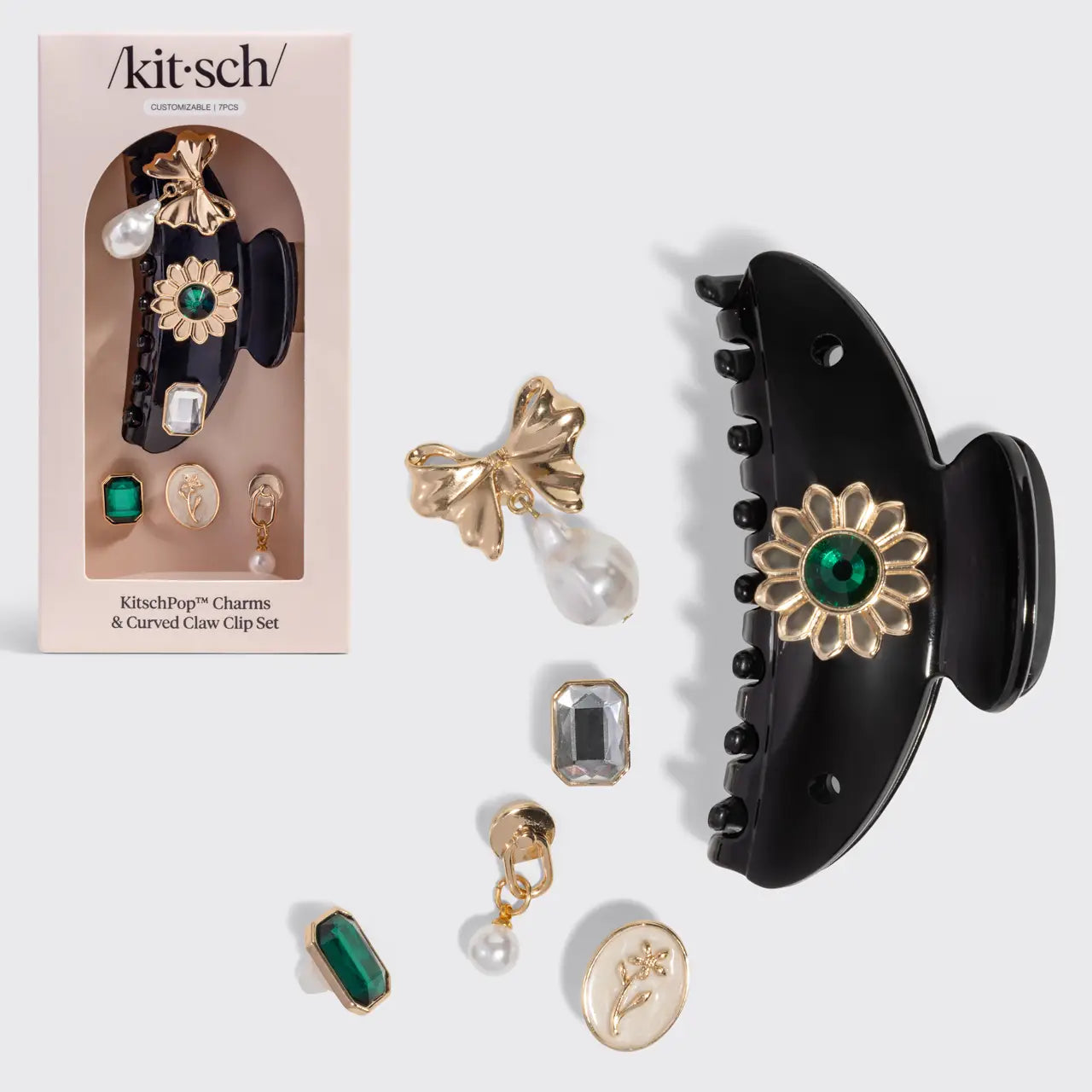 Kitsch Kitschpop™️ Curved Claw Clip 7pc Set Vintage - Black