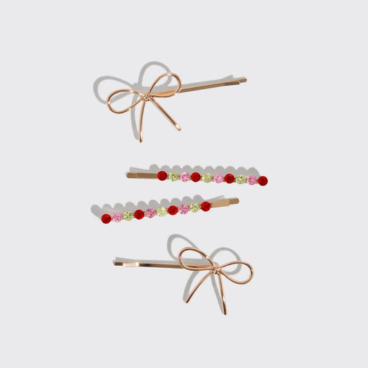 Kitsch Metal Gemstone Bobby Pins 4pcs