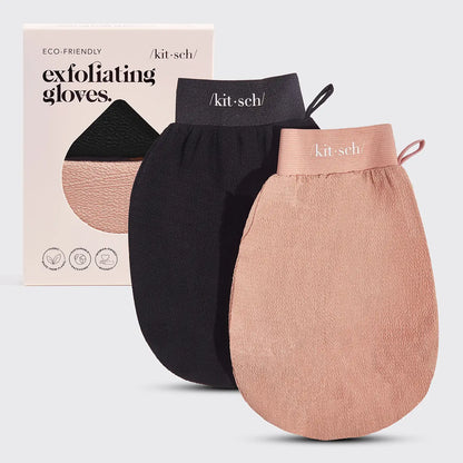 Kitsch Black & Terracotta Exfoliating Gloves 2pc