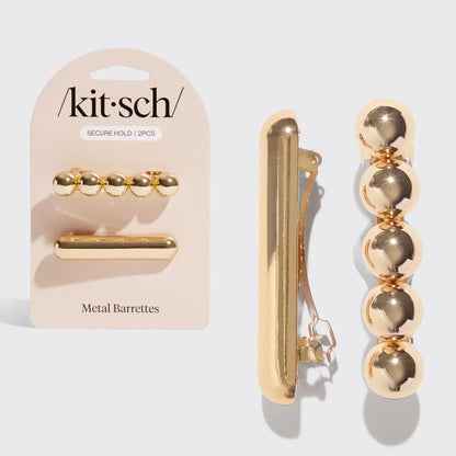 Kitsch Gold Metal Barrettes 2pc