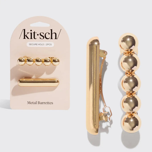 Kitsch Gold Metal Barrettes 2pc