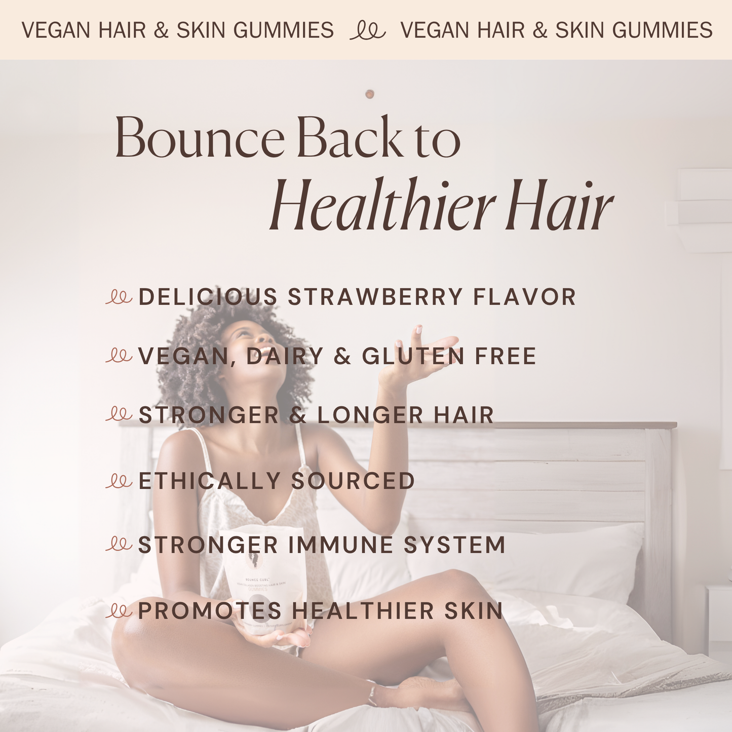 Bounce Curl Vegan Collagen Boosting Hair & Skin Gummies