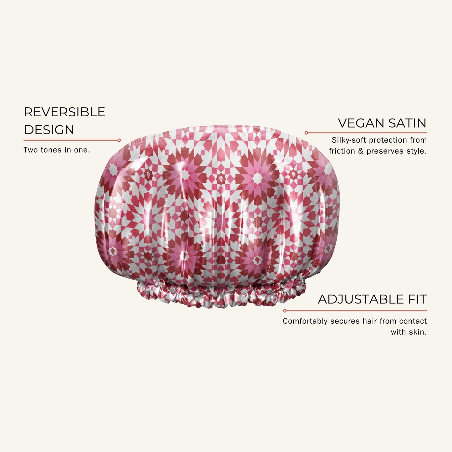 Bounce Curl Reversible Satin Hair Bonnet- Pink