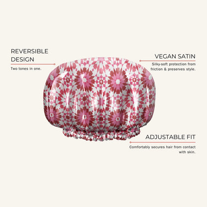Bounce Curl Reversible Satin Hair Bonnet- Pink