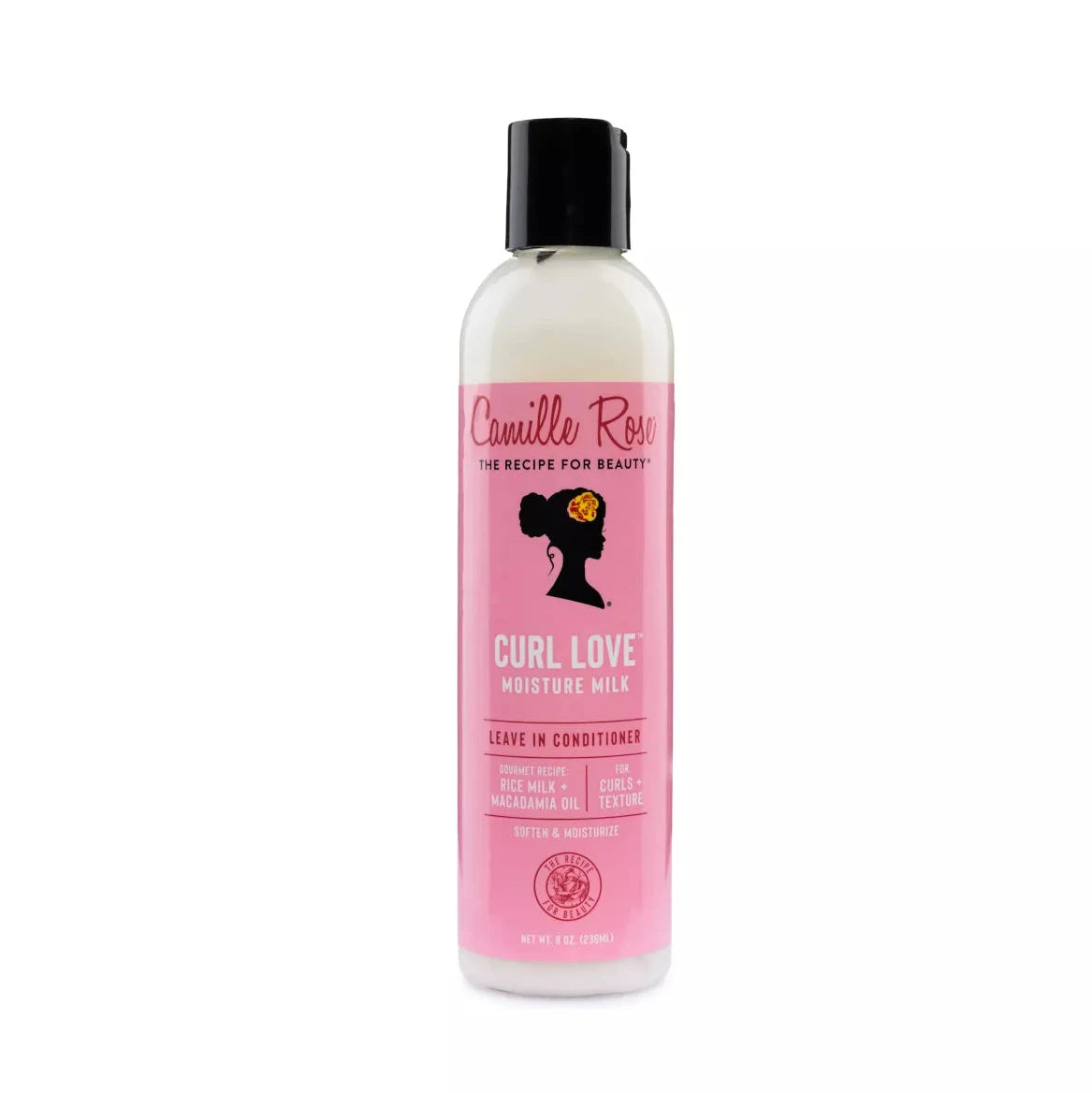 Bottle of Camille Rose Curl Love Moisture Milk on a white background