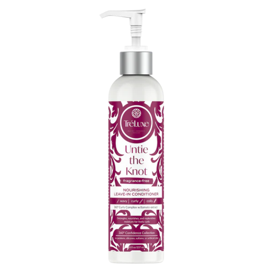 Treluxe Untie the Knot conditioner bottle on a white background